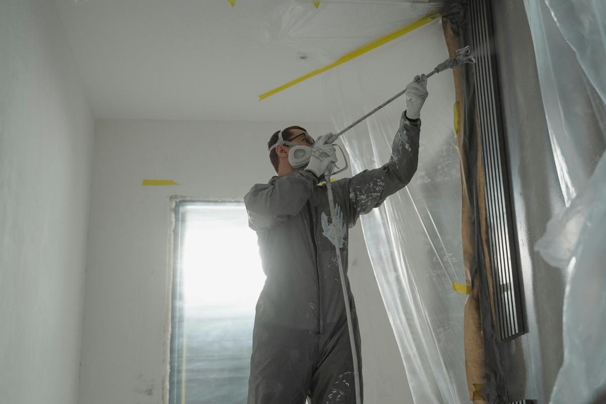 Spray painting a room